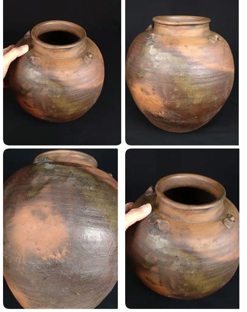 骨董 古美術 古備前 四耳葉茶壺 人気 桃山時代 窯変 茶道具 逸品 箱あり