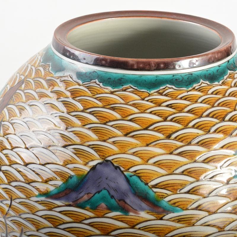 九谷焼 三代三ツ井為吉作 色絵山水紋 花生 共布共箱 M R6752B - メルカリ