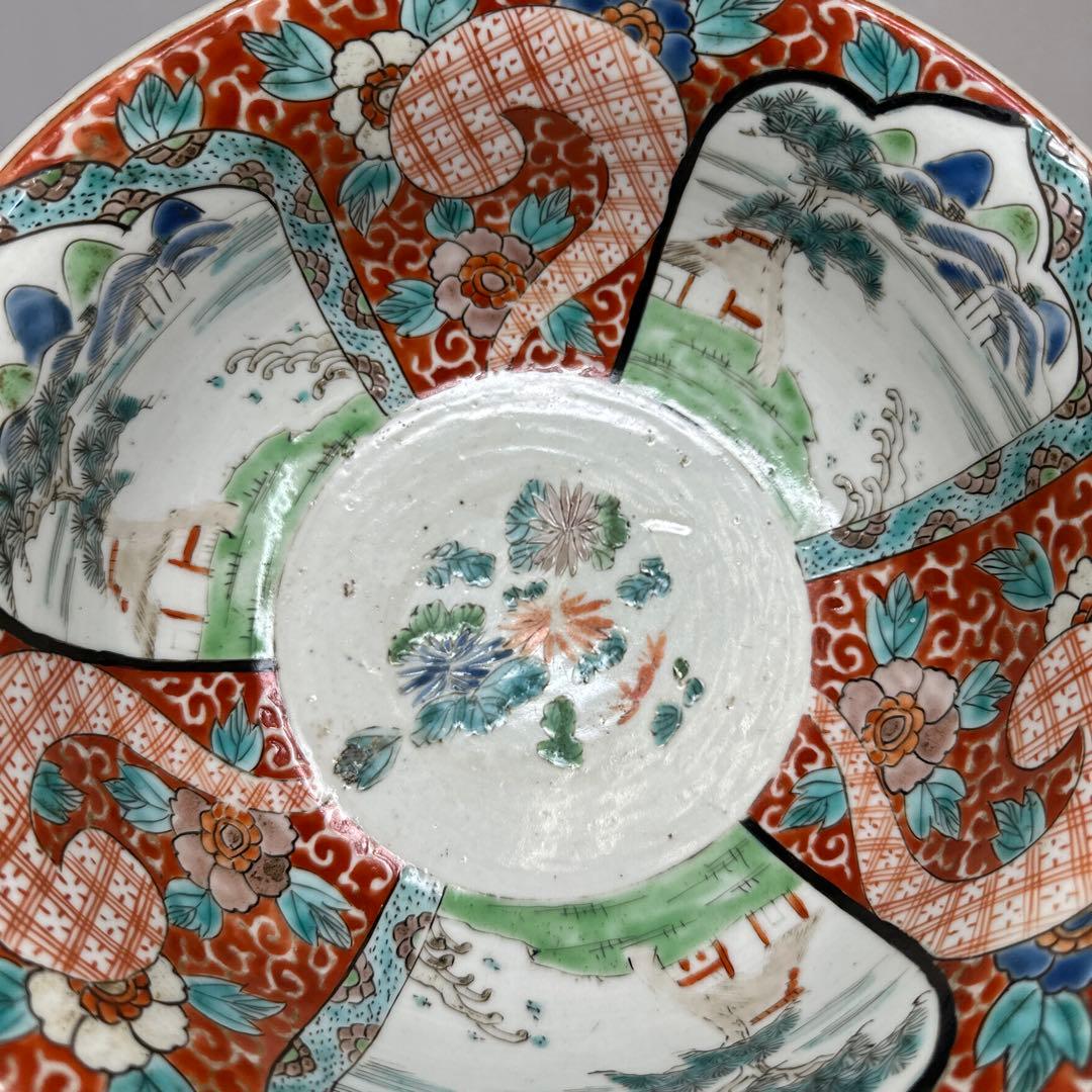 古伊万里　赤絵大鉢　２客　幅約22.8㎝　タサチ　東さ7-0420④