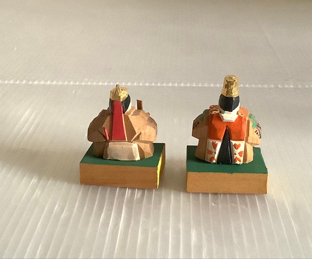 郷土玩具♪奈良一刀彫の豆雛♪金彩木彫彩色♪全体やけ擦れ色落ち♪アンティーク