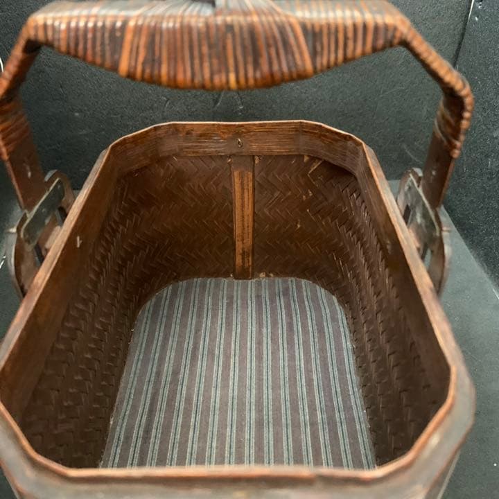 中国 竹細工 藤編 提籃 藤 煎茶提籃 竹籠 野点籠 手提げ篭 茶道具