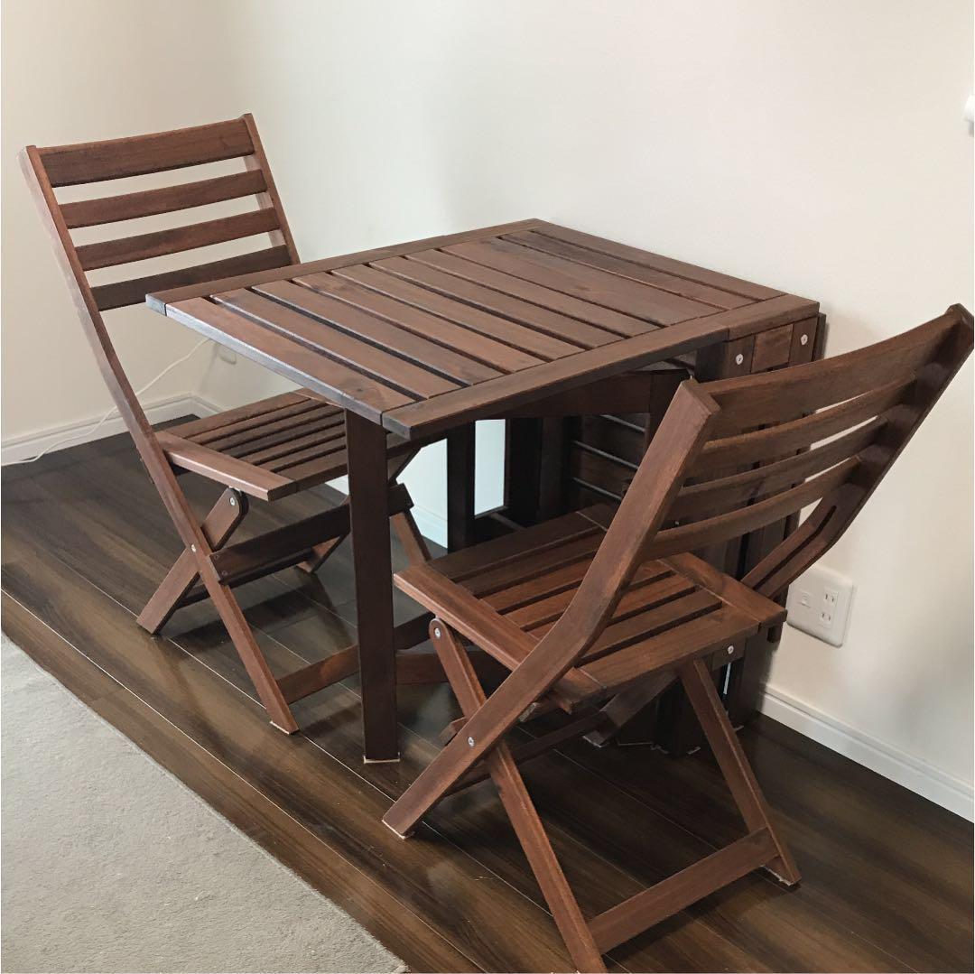 IKEA エップラロー テーブル&折りたたみチェア2脚 屋外用 IKEA