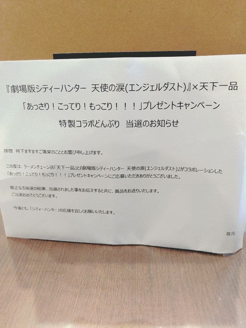【100個限定！非売品！】特製コラボ丼ぶり CITY HUNTER×天下一品