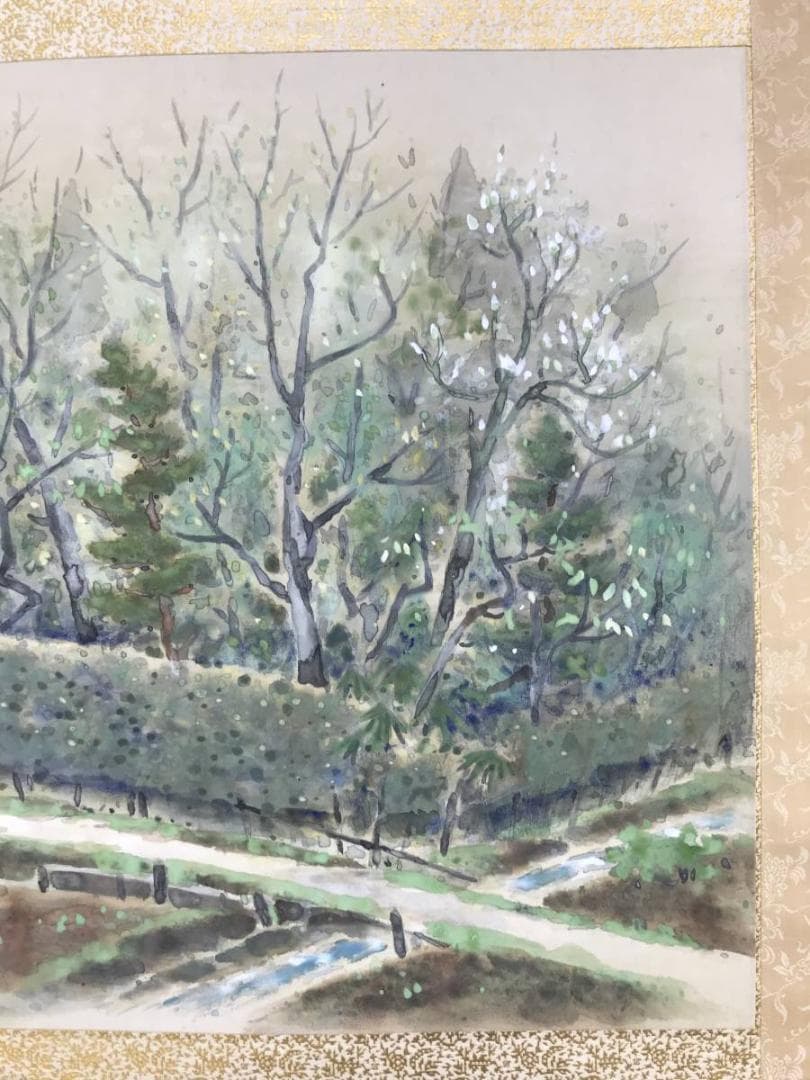 作者不詳/早春佳趣図/人物図/横物/山水図/掛軸/名家伝来/AD-202