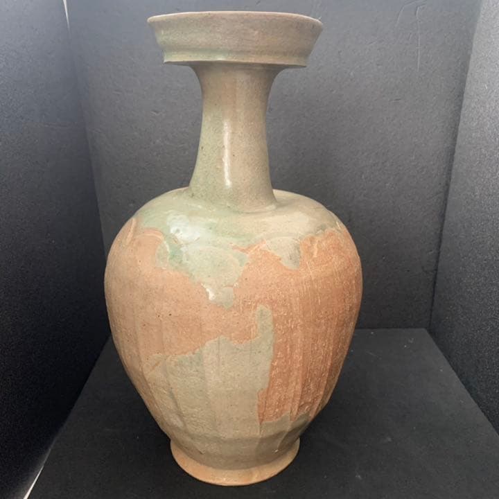 高麗青磁 盤口瓶 鎬広口瓶 須恵器 花瓶 オブジェ 李朝