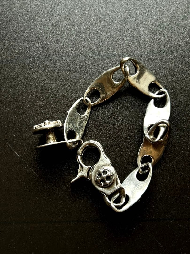 フローラルクロス クリップ式 ヴィンテージ シルバーブレスレット／極太／925