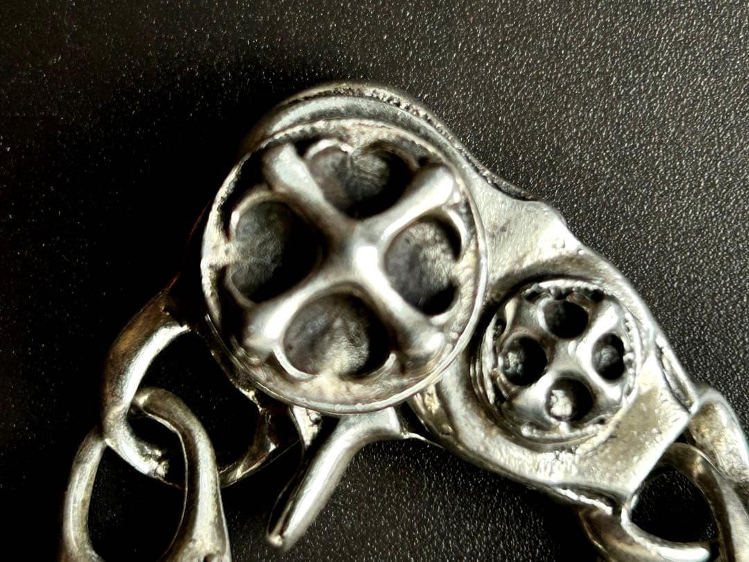 フローラルクロス クリップ式 ヴィンテージ シルバーブレスレット／極太／925