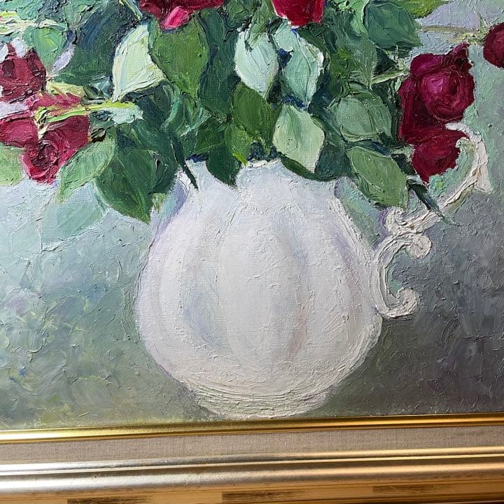 ◆【葦原邦子】『白いつぼのバラ』1984年 F12号 元宝塚歌劇団トップスター◆