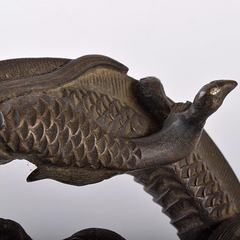 中国　古銅　龍　紙鎮　墨床　蓋置　置物　T　R8206