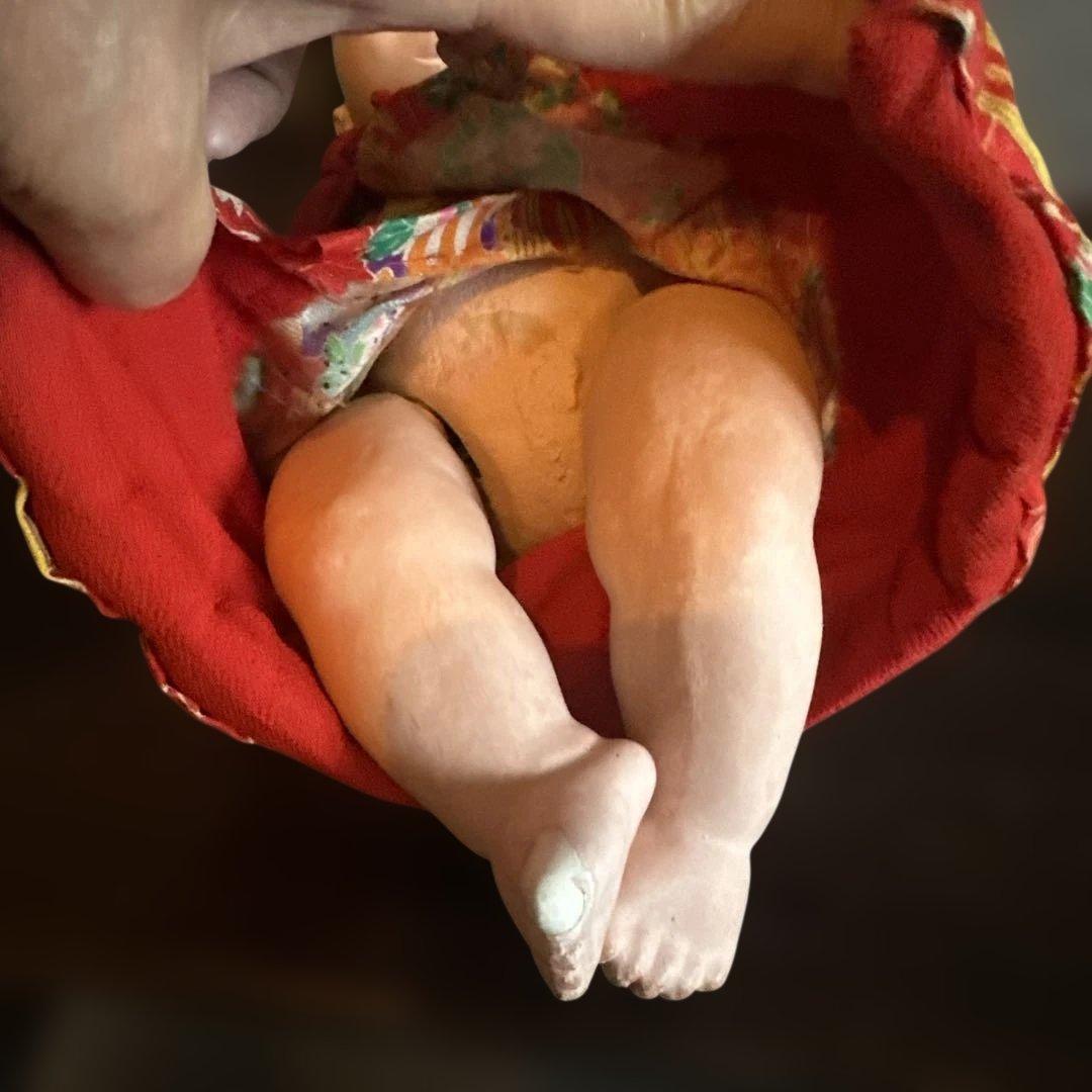 瞬間的お値下げ‼️ヴィンテージ 市松人形 赤と緑の花柄着物 幼子