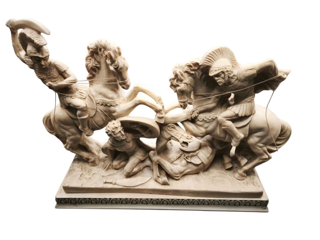 A. Santini 騎馬戦士像 合成大理石風 彫像 置物