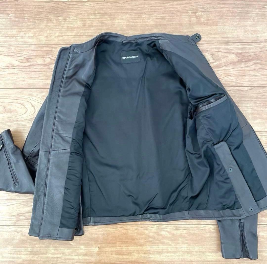 EMPORIO ARMANI レザー シングルライダースジャケット 50【羊革】