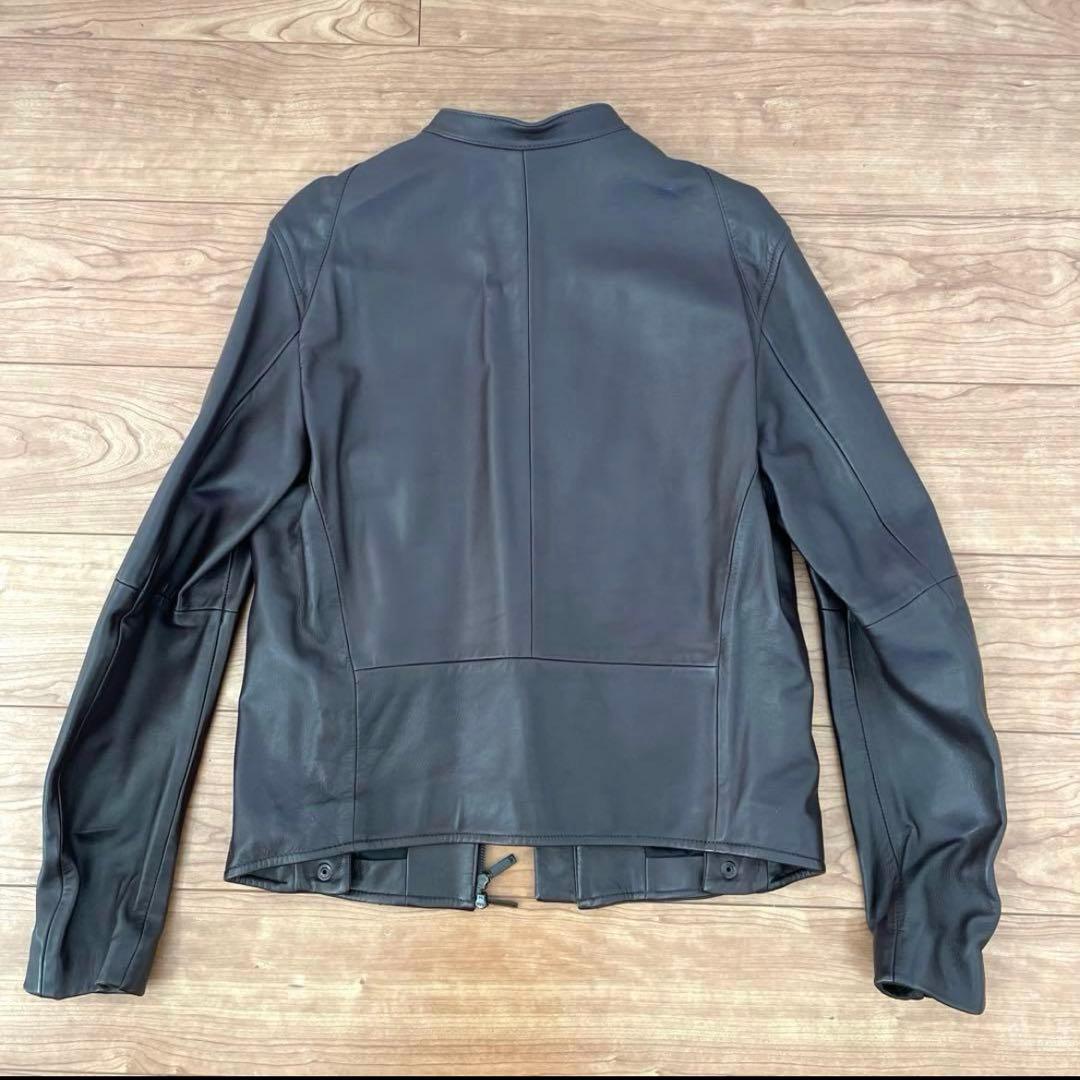 EMPORIO ARMANI レザー シングルライダースジャケット 50【羊革】