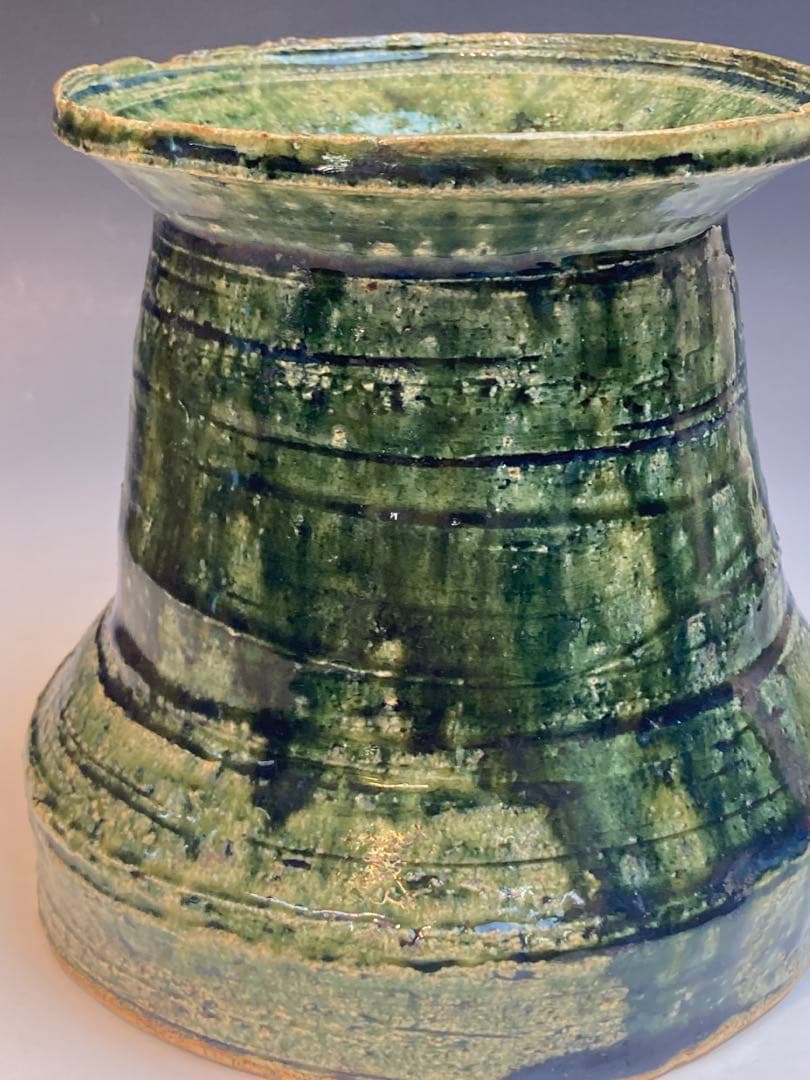 岡部嶺男 作 織部花入 花瓶 合箱 茶道具