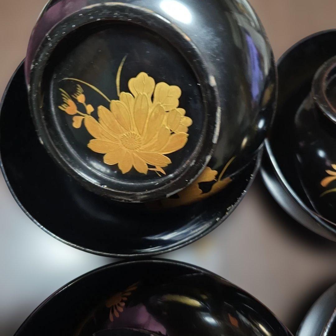 金蒔絵の施された輪島塗り漆器椀4個セット 金色装飾 - メルカリ