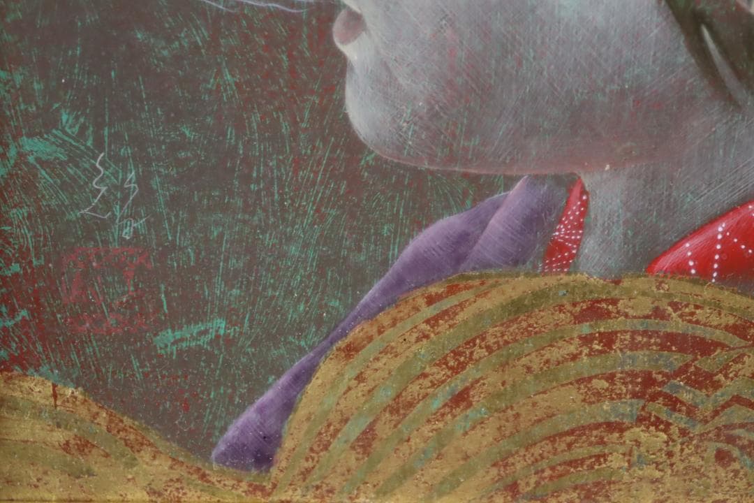 真作保証 智内兄助 「春の気」 アクリル3号 共シール 入手困難作家 希少作品