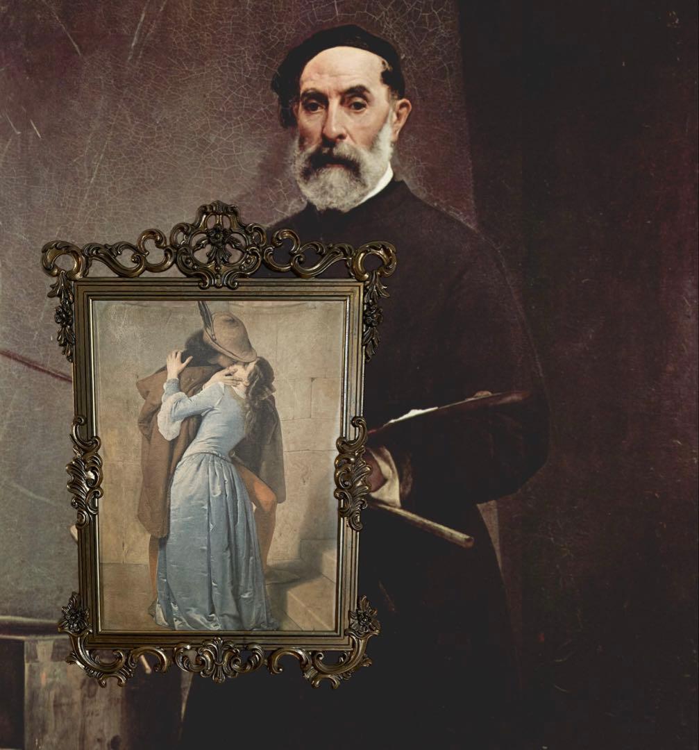 【ヴィンテージ商品】イタリア壁掛けThe Kissフランチェスコ・アイエツ絵画