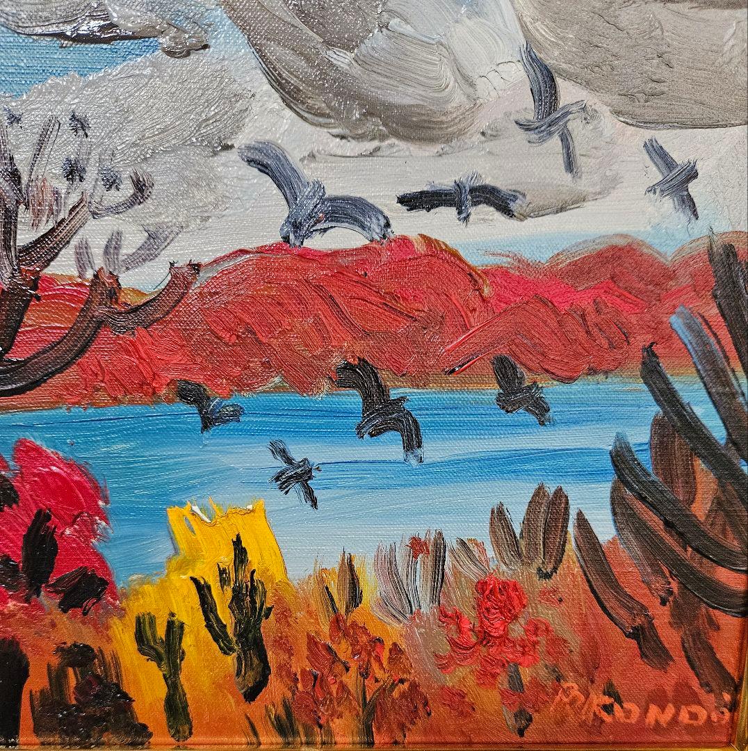 【真筆保証❗】近藤良悦筆　油彩　F3キャンバス　肉筆　題『十和田湖』額装