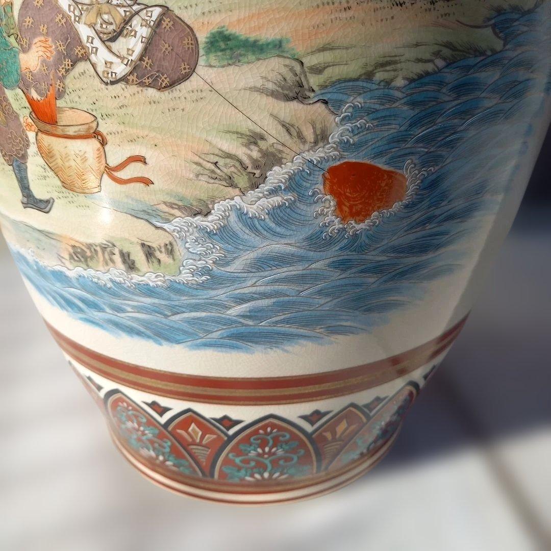 豪華 壷 九谷焼 七福人 61cm