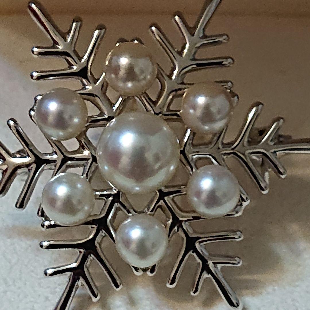 ✨ほぼ未使用✨MIKIMOTO パール7珠 ピンブローチ 雪の結晶 ✨ほぼ