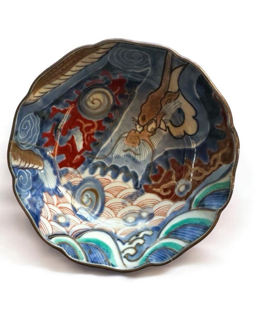 アンティーク 向付 江戸後期 龍　5+2枚