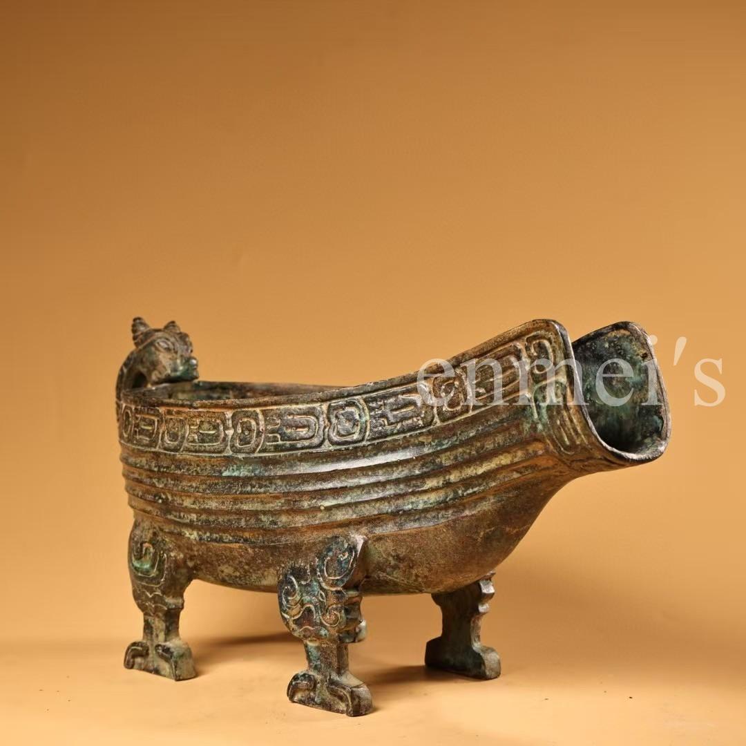 中国古美術【?】周青銅器 飲酒器 礼器 盛酒器 骨董 古美術