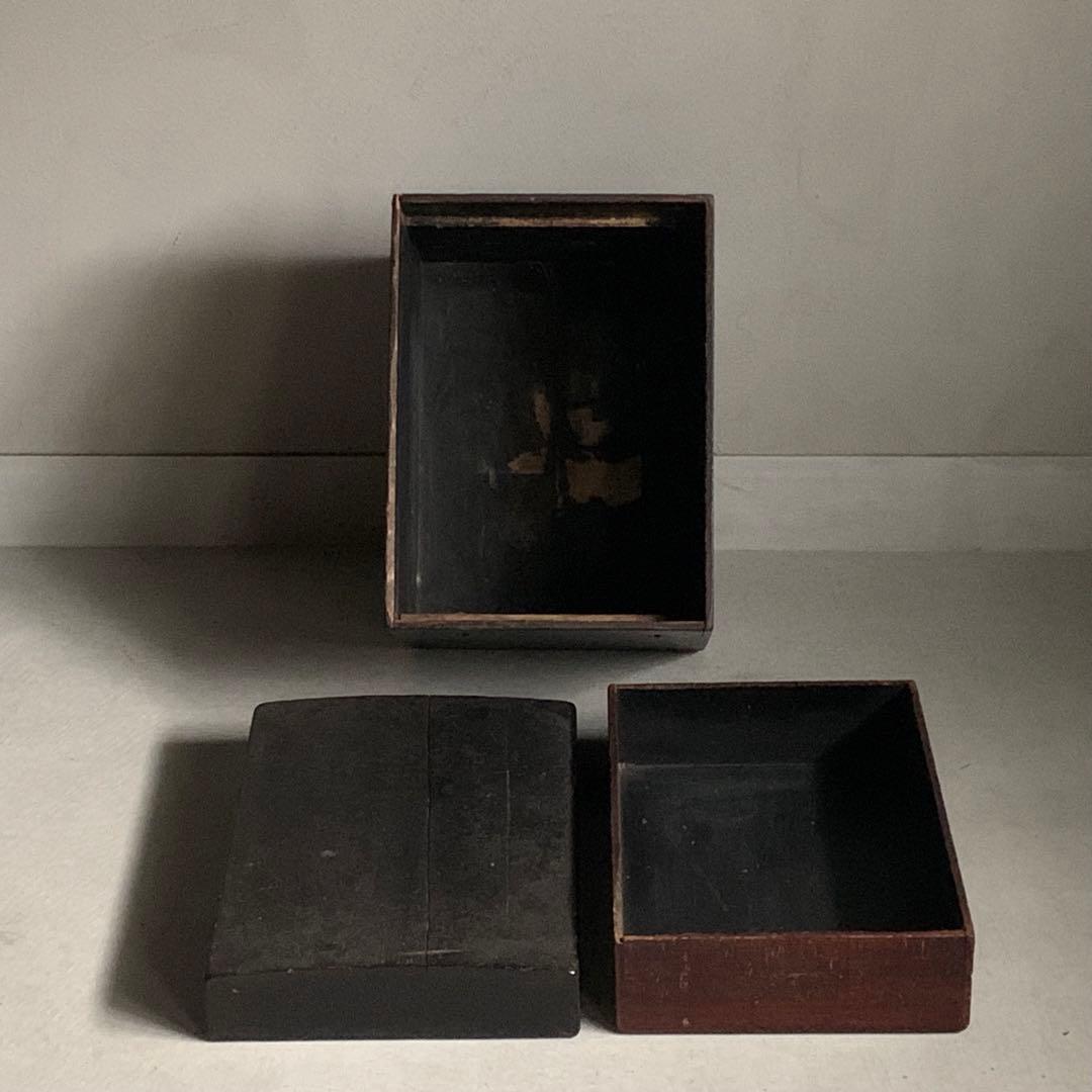 日本の古道具 古い 木箱 塗りの箱 古道具 アンティーク オブジェ