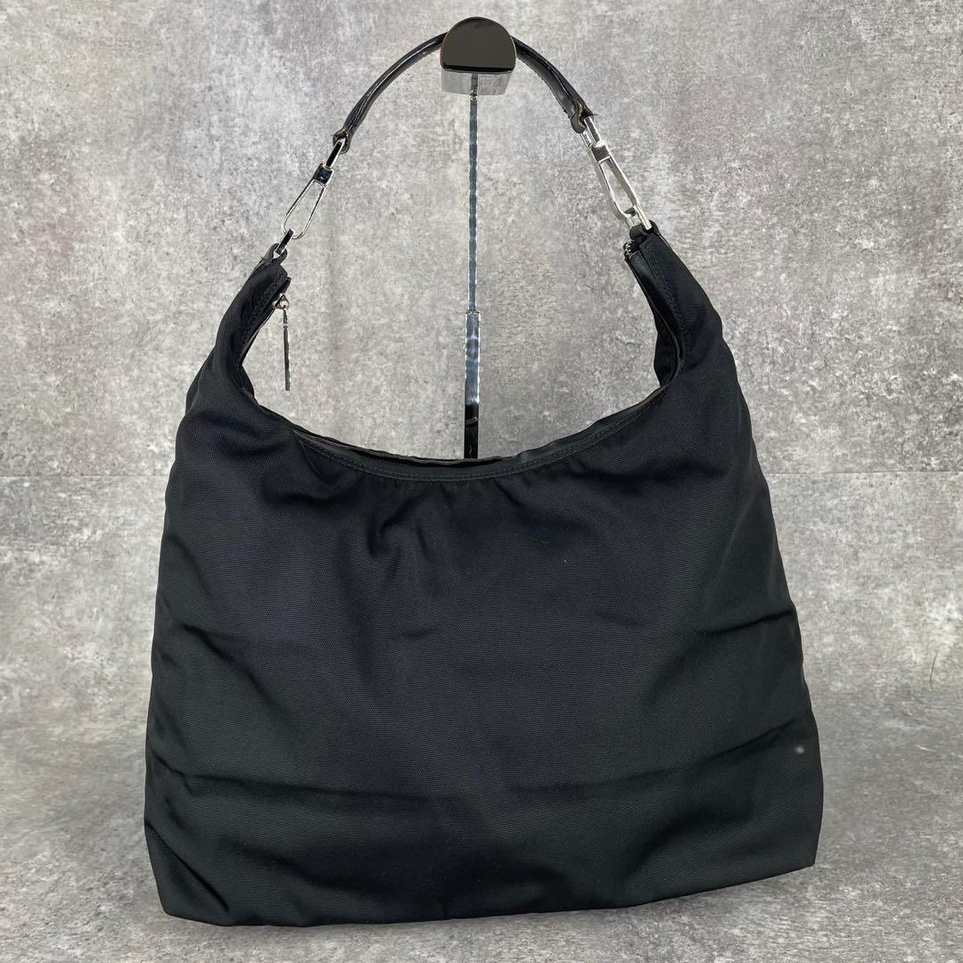 美品 GUCCI グッチ ナイロン レザー G金具 ワンショルダーバッグ 黒