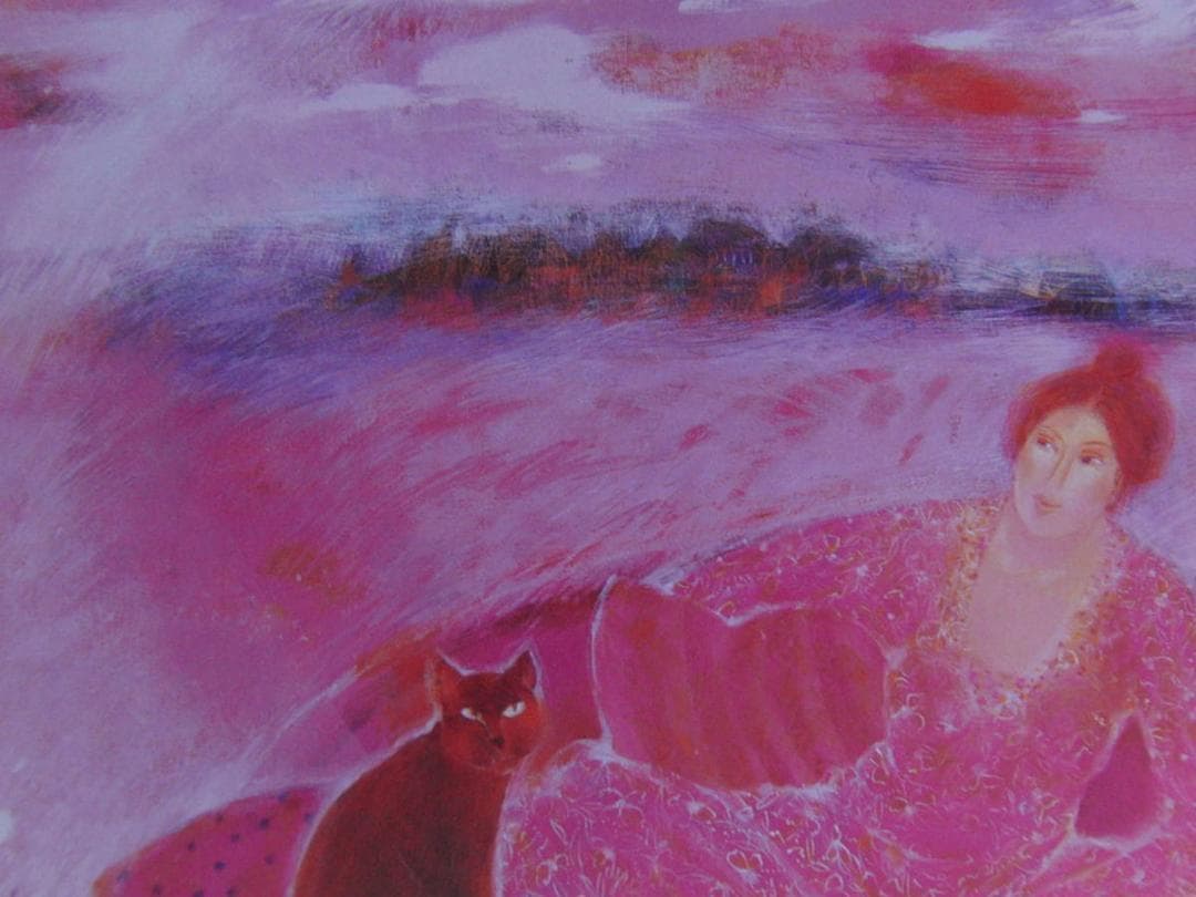 木村節子、【風のポエム】、希少な額装用画集より、新品額装付