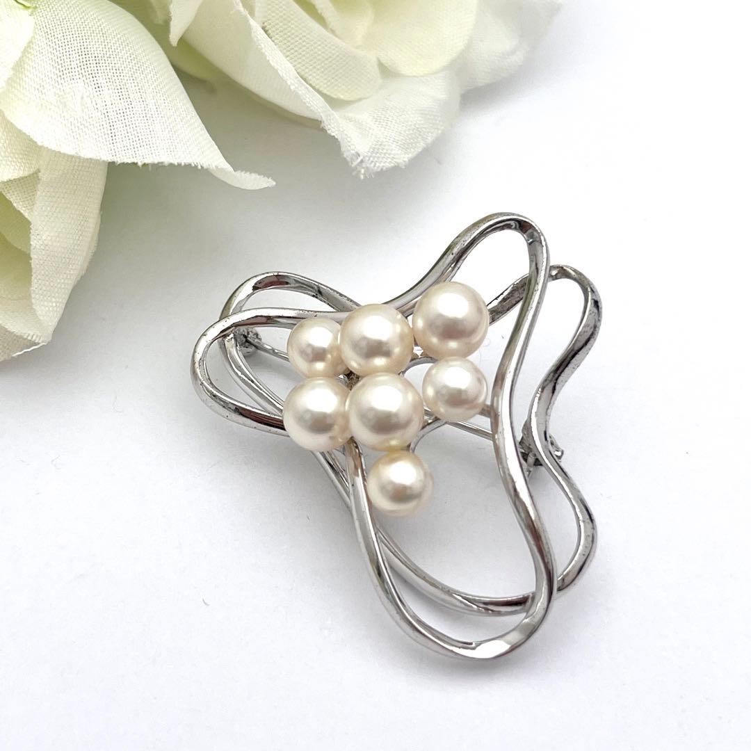 ミキモト シルバー パール ブローチ 皇室御用達ブランド レディース