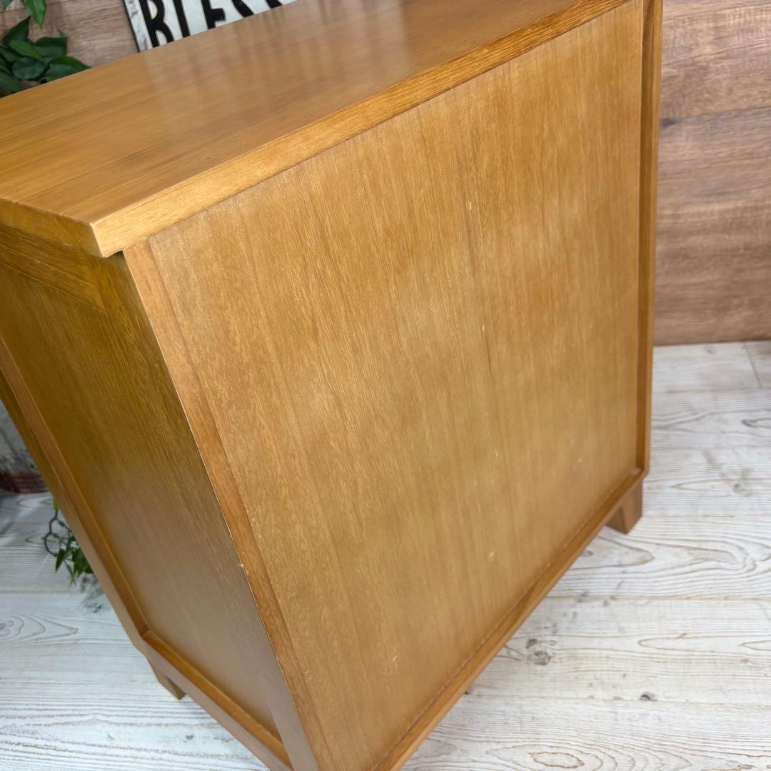 訳あり品【134】ナチュラルウッド桐材天然無垢ガラスキャビネット収納