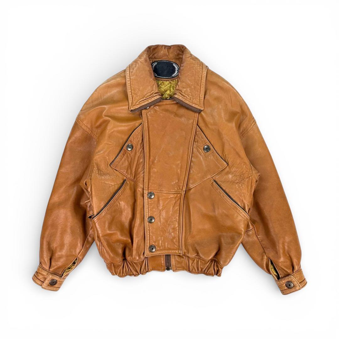 至高イタリア製】 90s 本革 レザージャケット ブルゾン キャメル 一点