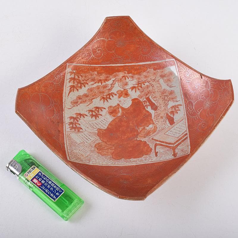 masa様専用 古九谷赤絵銀彩 人物文皿 二種 十客 時代箱付 F R9004B