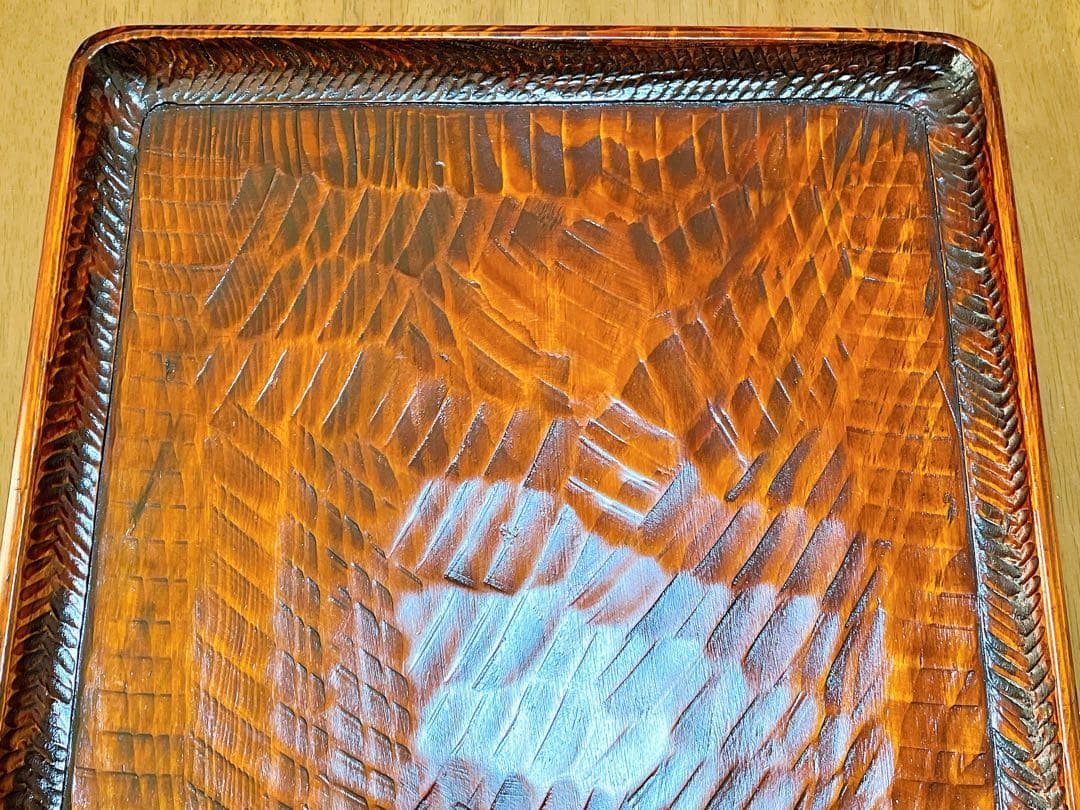 時代物 お膳 讃岐彫り 正方形 お盆 アンティーク 漆器 トレー 木彫り５枚