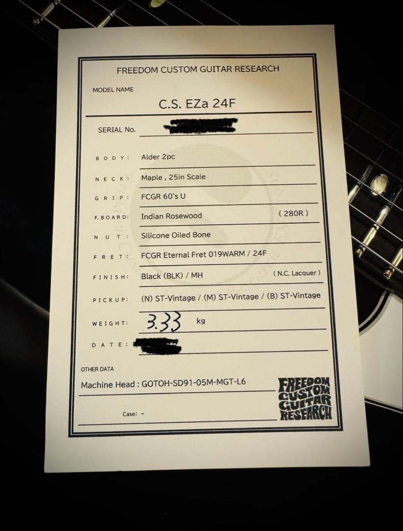 ギター FREEDOM CUSTOM GUITAR RESEARCH EZa 24f