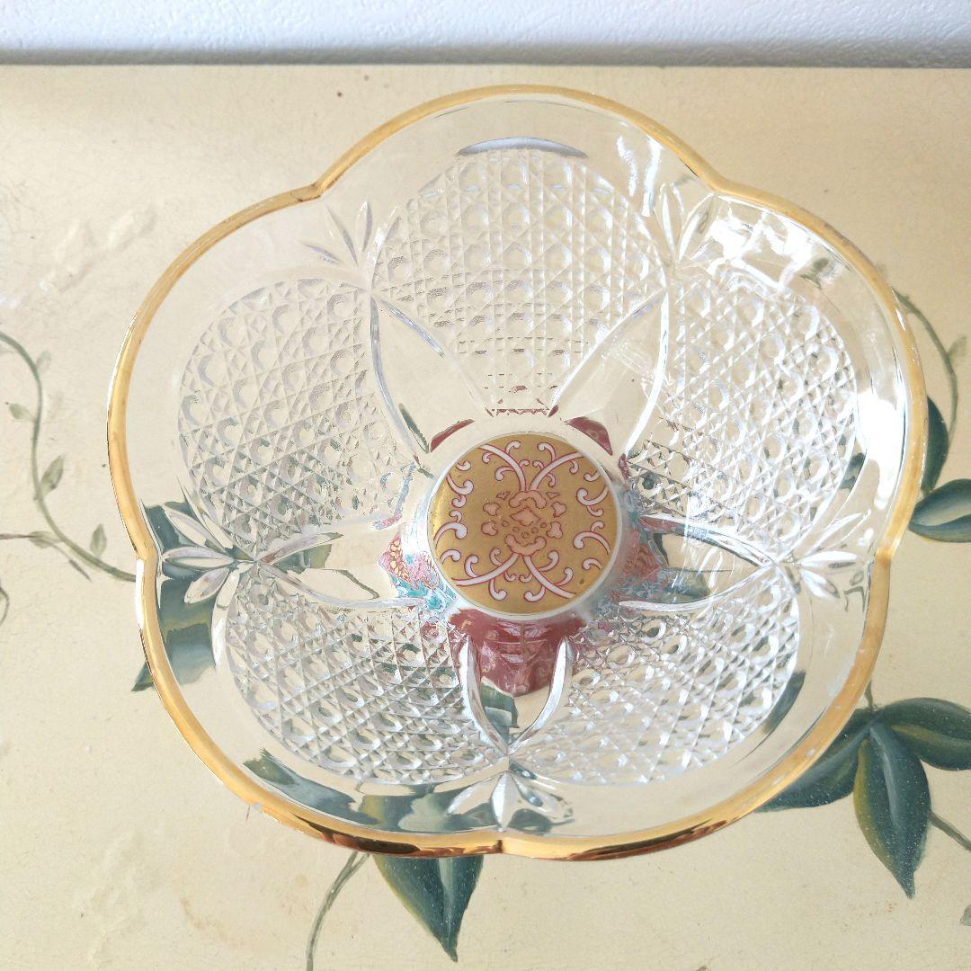 レトロ アンティーク 花びら型ガラスデザートボウル 2個セット 氷コップ