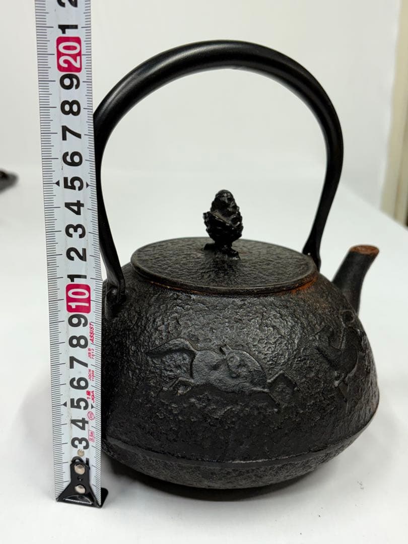 南部鉄器 鉄瓶 馬肌 アンティーク 骨董 馬 馬2頭 ウマ