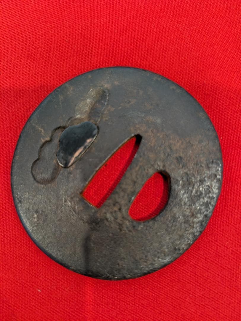 鍔 鉄地蕪図鐔 赤銅埋金 無銘 日本刀 刀装具 骨董 古美術 江戸時代 時代物