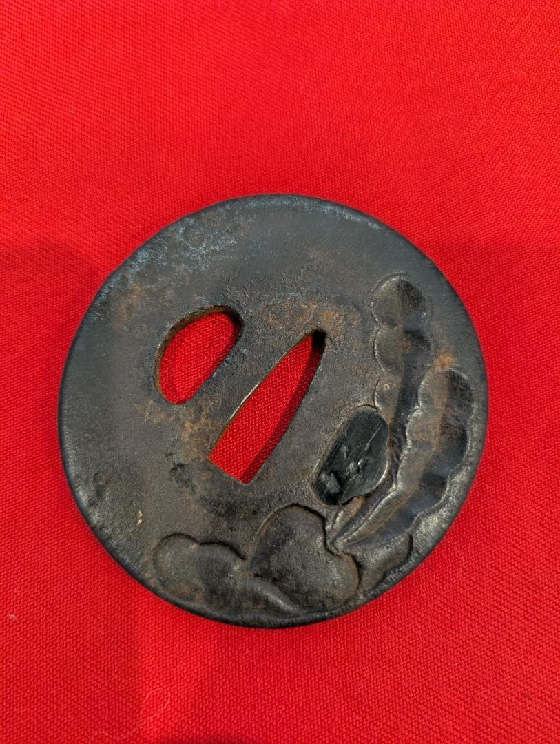 鍔 鉄地蕪図鐔 赤銅埋金 無銘 日本刀 刀装具 骨董 古美術 江戸時代 時代物