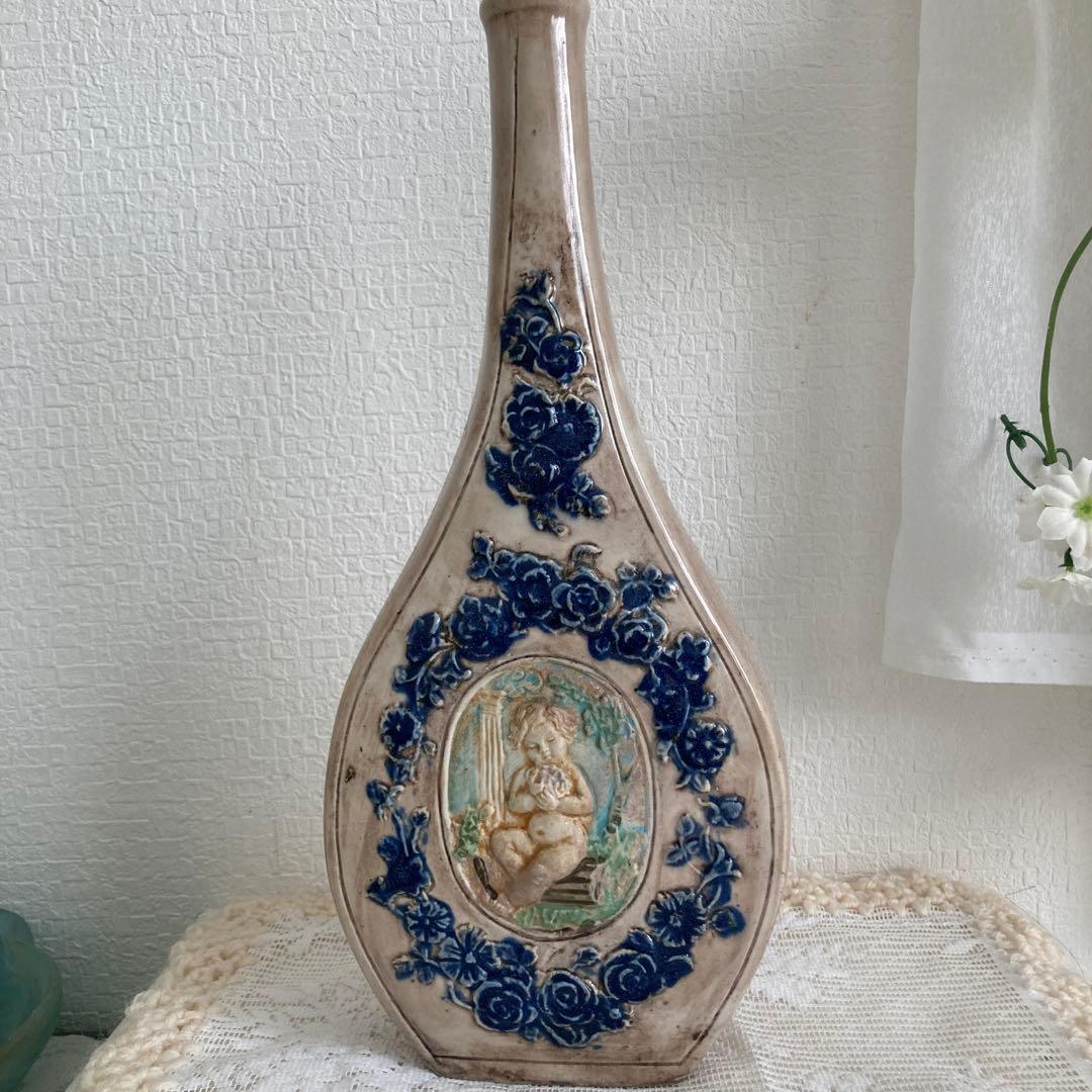 パリ蚤の市購入ヴィンテージエンジェルとっても素敵な一輪挿しワイン瓶