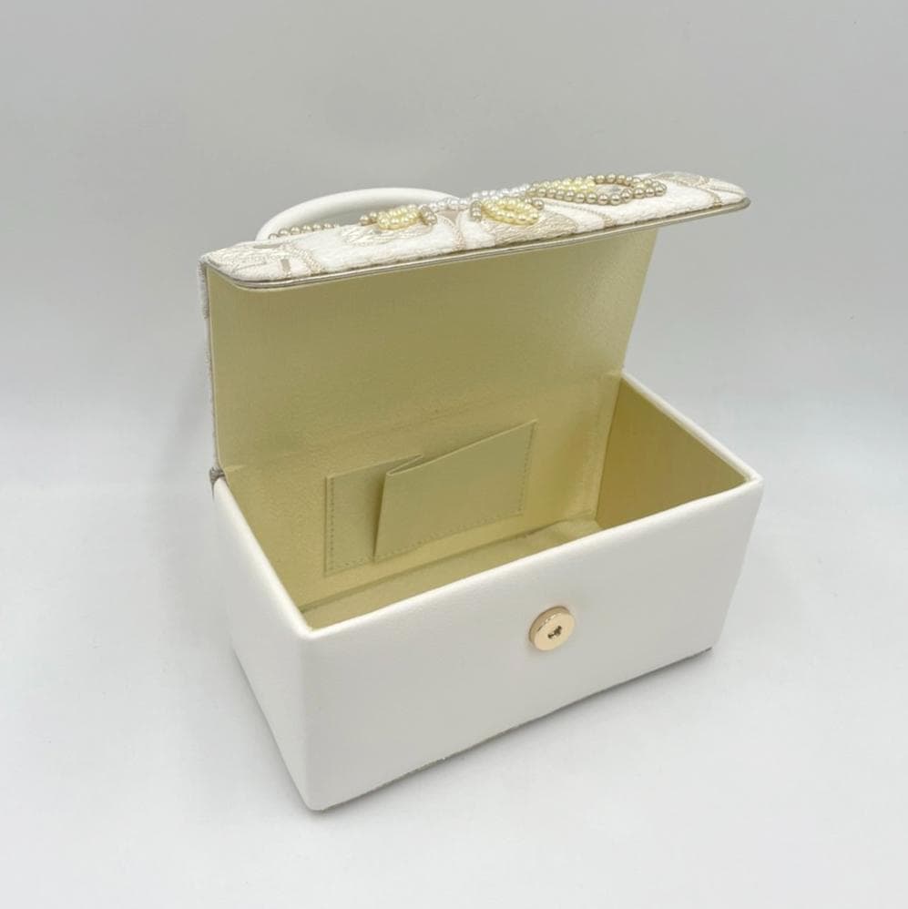 豪華ビーズパール刺繍 本格カブセ 振袖バッグ草履セット 西陣帯地