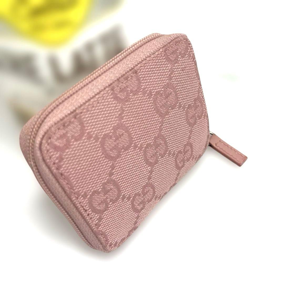 新品　グッチ GUCCI ケース 小銭入れ ピンク GG キャンバス 本革