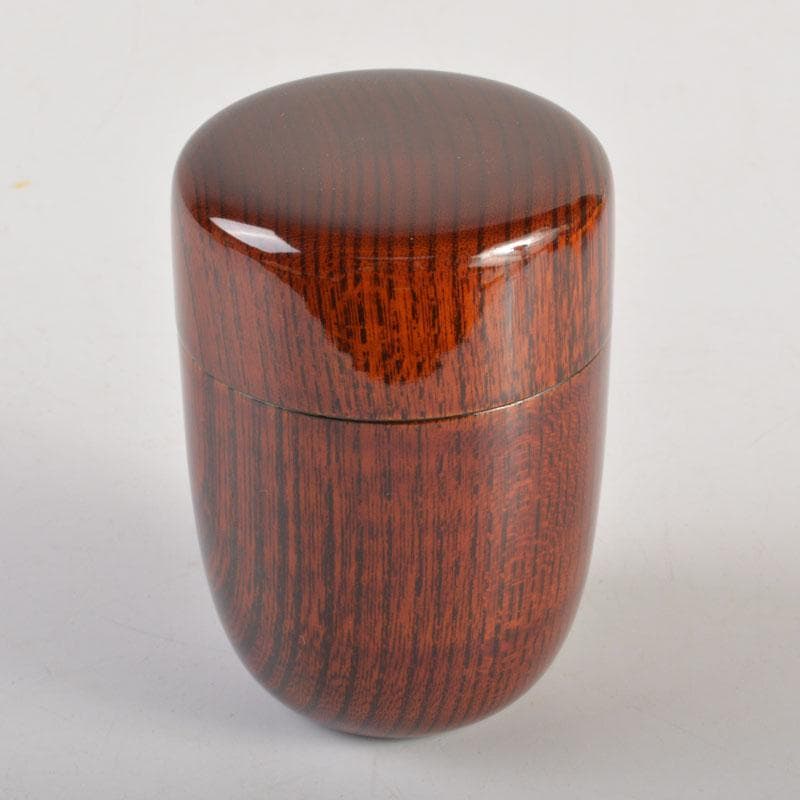 茶道具　漆塗　きれいな木目の棗　時代箱付　V　6715