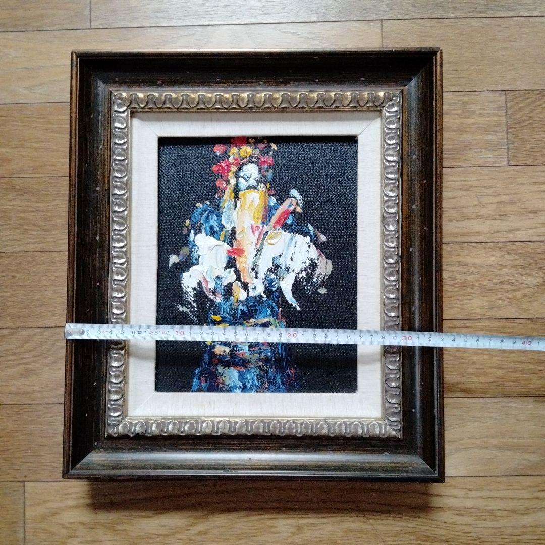 人物画、油絵、水墨画【三国志英雄張飛京劇人物】素晴らしい作品　額縁付