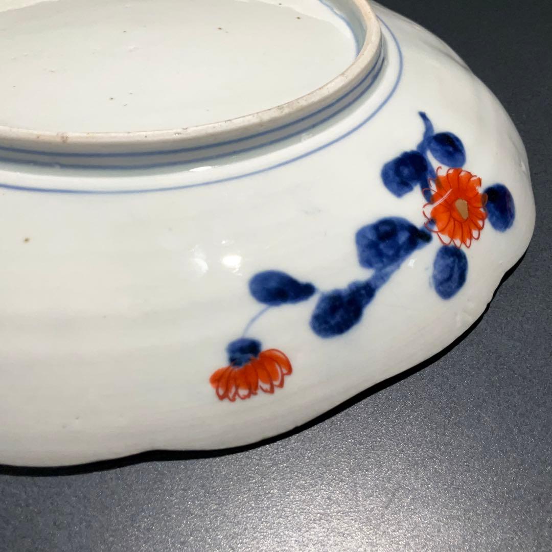 伊万里金襴手山水図八寸皿　Φ24㎝　骨董　古伊万里　江戸幕末　R0918w1ダS