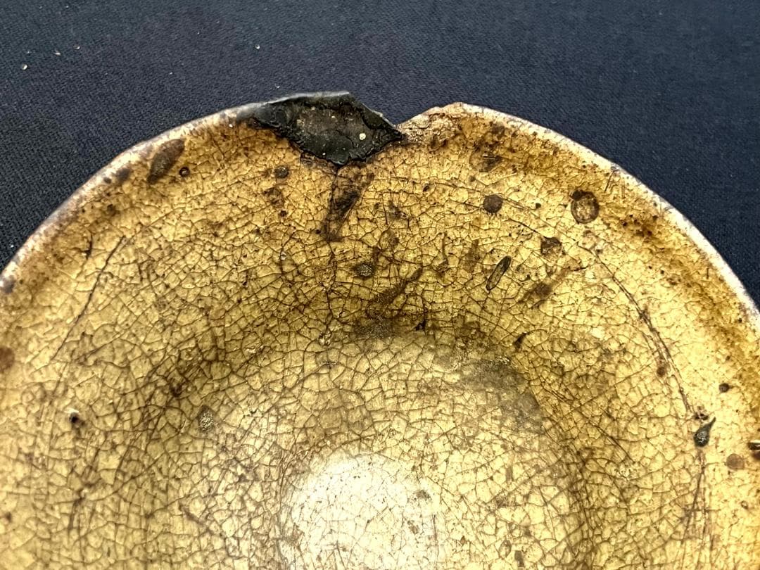 茶碗□古唐津灰釉抹茶碗 ぐい呑 江戸期（伊羅保・高麗・黄瀬戸