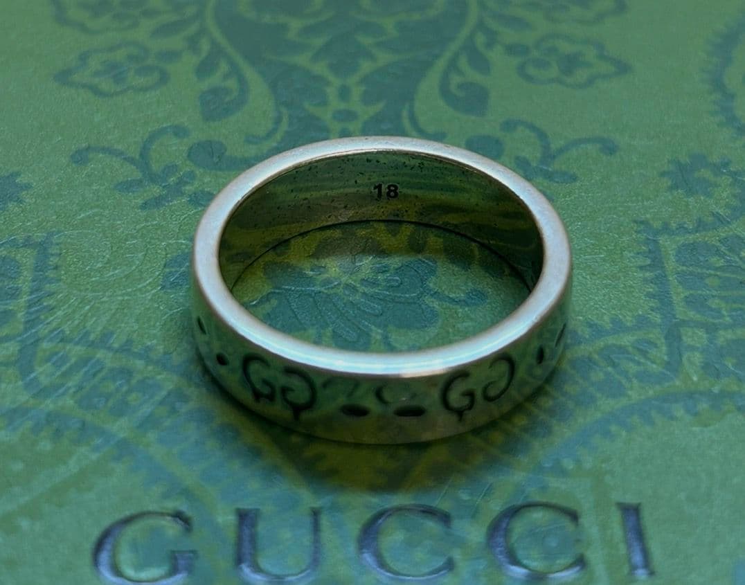 【付属品完備】GUCCI GGロゴ リング 18号