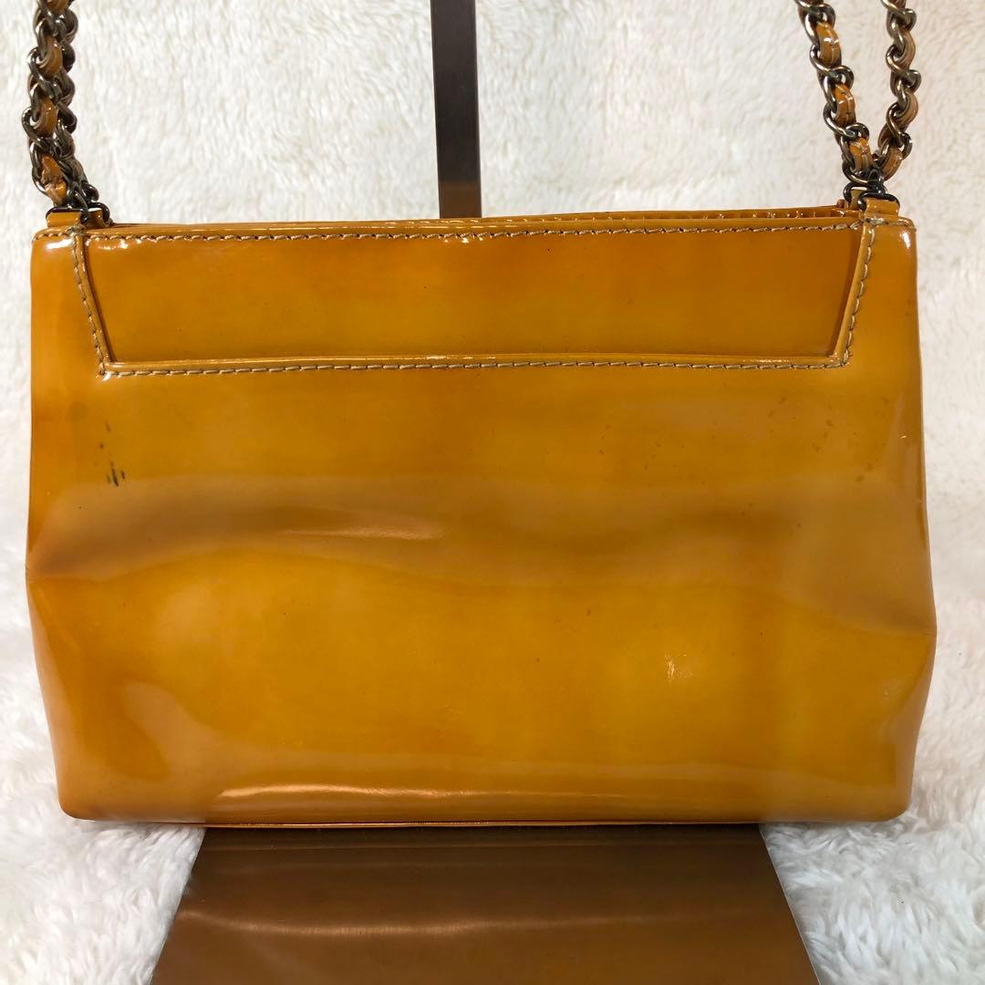 シャネル エナメル チェーンバッグ キャメル ココマーク ミニバッグ ハンド