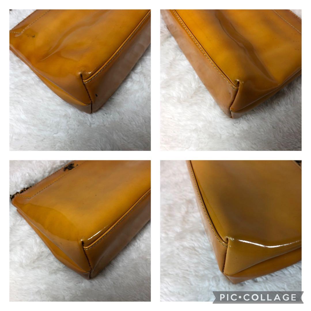 シャネル エナメル チェーンバッグ キャメル ココマーク ミニバッグ ハンド