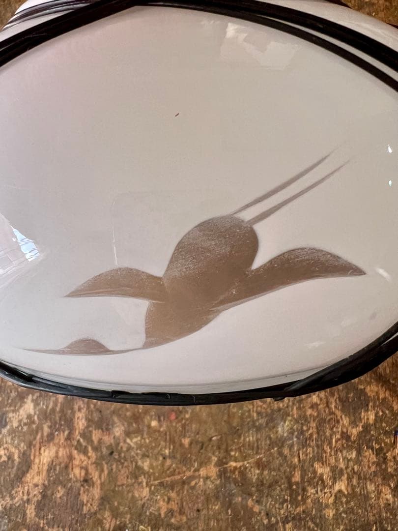 レトロ 電笠 鶴 和ガラス ランプシェード 灯り 照明 古民家 古道具 カフェ